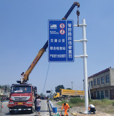 赣州双悬臂标志杆、交通标志杆制作、门架立柱加工厂家